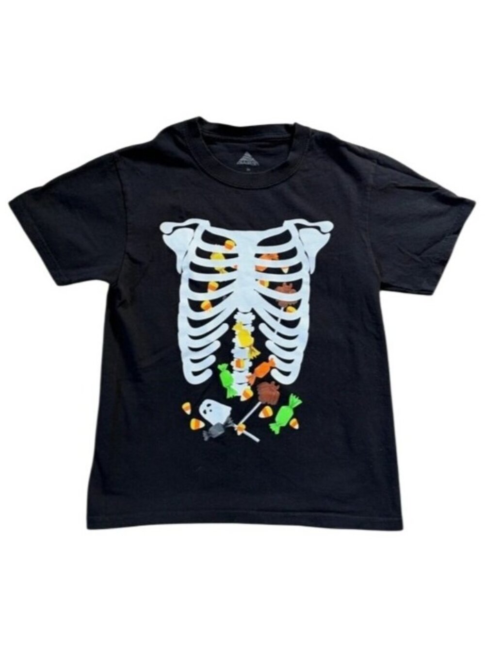 Halloween Black Youth Medium Candy Skeleton T-Shirt